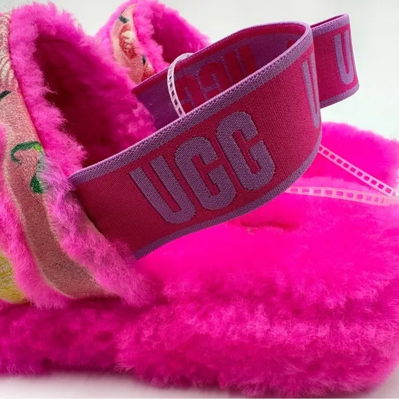 UGG Pink and Purple Plush Sandals