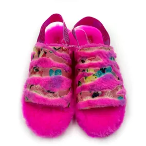 UGG Pink and Purple Plush Sandals