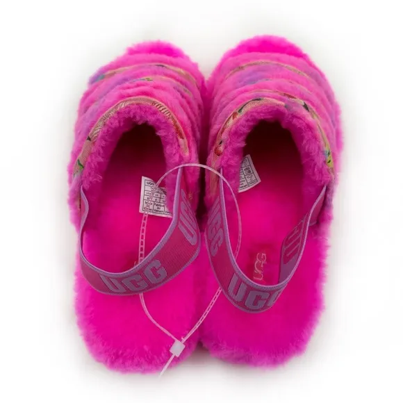 UGG Pink and Purple Plush Sandals