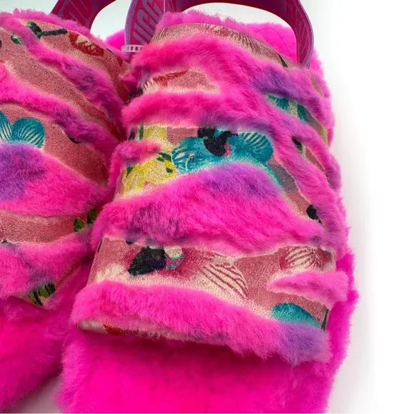 UGG Pink and Purple Plush Sandals