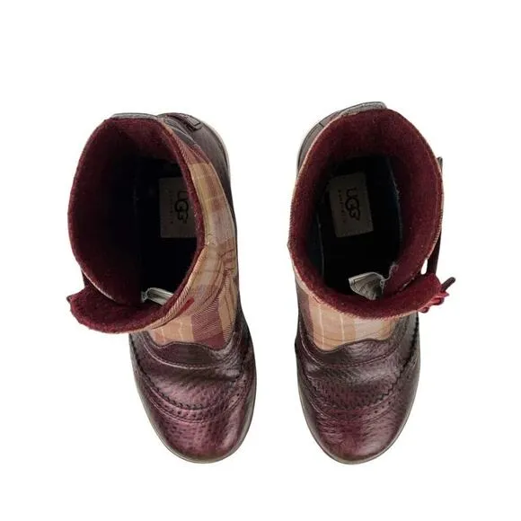 UGG Plaid Marrais Double Buckle Waterproof Lined Leather Upper Boots Womens 7