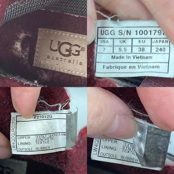 UGG Plaid Marrais Double Buckle Waterproof Lined Leather Upper Boots Womens 7