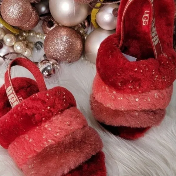 Ugg Toddler Fluff Yeah Metallic Sparkle Shoes new
