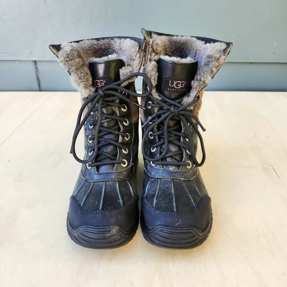 UGG Women's Adirondack Waterproof Black / Gray Winter Boots - Size 7