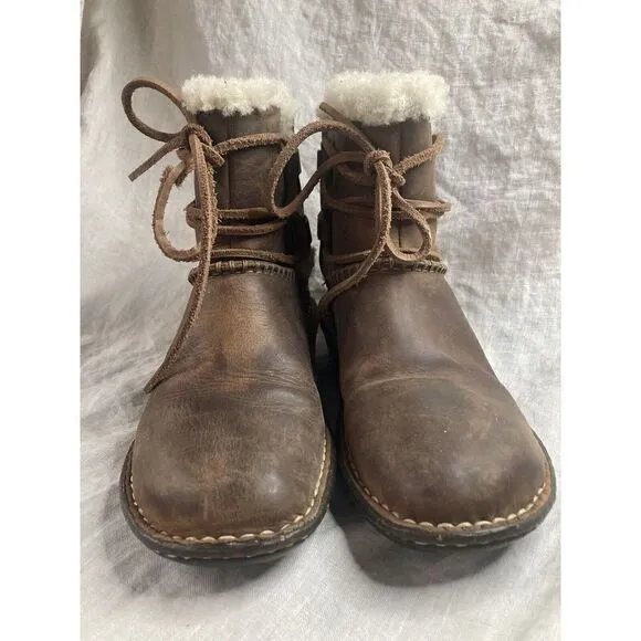 UGG WOMEN'S BROWN LEATHER LINED 1001815 CASPIA ANKLE BOOTS SIZE 5