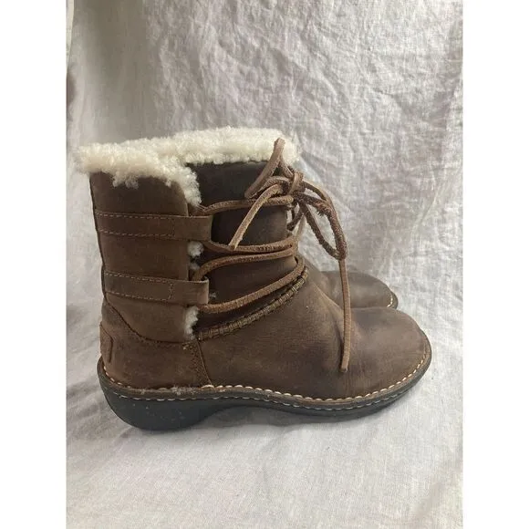 UGG WOMEN'S BROWN LEATHER LINED 1001815 CASPIA ANKLE BOOTS SIZE 5