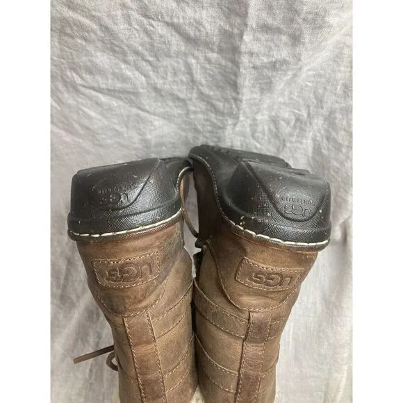 UGG WOMEN'S BROWN LEATHER LINED 1001815 CASPIA ANKLE BOOTS SIZE 5