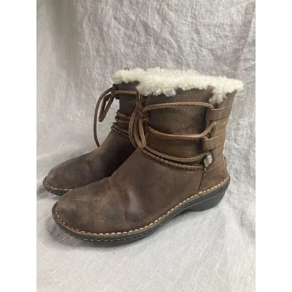 UGG WOMEN'S BROWN LEATHER LINED 1001815 CASPIA ANKLE BOOTS SIZE 5