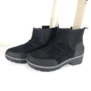Ugg Women's Kress US 8,5 Black Suede Shearling Waterproof Ankle Boots Booties