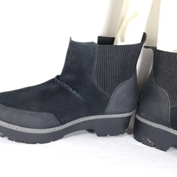 Ugg Women's Kress US 8,5 Black Suede Shearling Waterproof Ankle Boots Booties