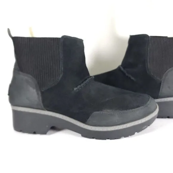 Ugg Women's Kress US 8,5 Black Suede Shearling Waterproof Ankle Boots Booties