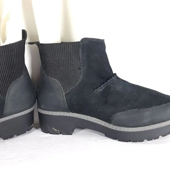 Ugg Women's Kress US 8,5 Black Suede Shearling Waterproof Ankle Boots Booties