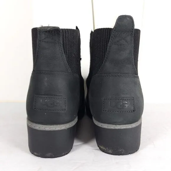 Ugg Women's Kress US 8,5 Black Suede Shearling Waterproof Ankle Boots Booties