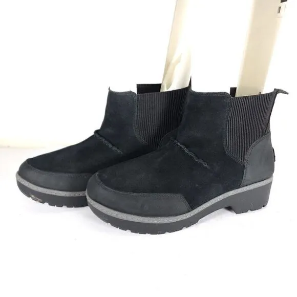 Ugg Women's Kress US 8,5 Black Suede Shearling Waterproof Ankle Boots Booties