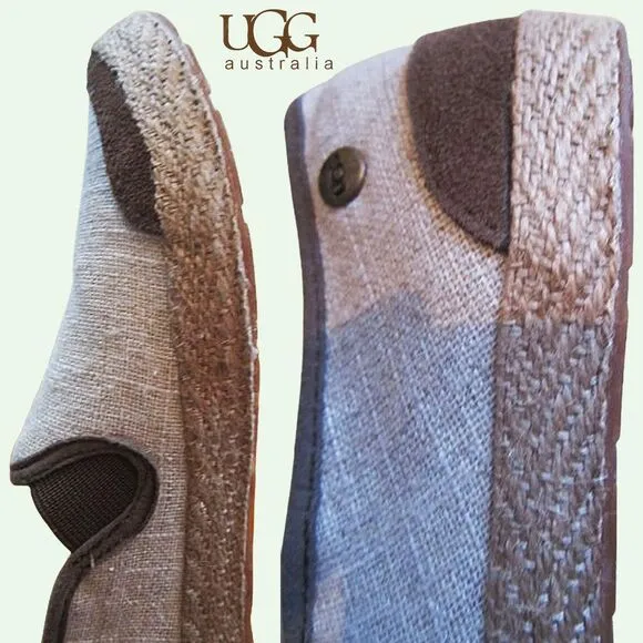 UGG australia NEW Canvas Textile Leather/Suede Upper Jute Slip-On Loafer 5.5M