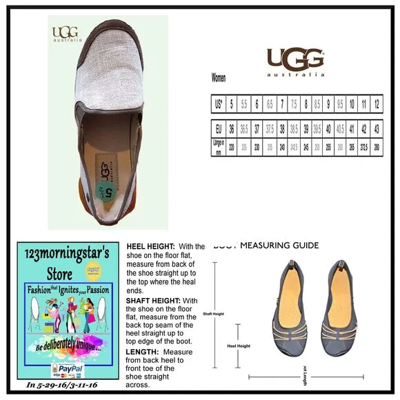 UGG australia NEW Canvas Textile Leather/Suede Upper Jute Slip-On Loafer 5.5M