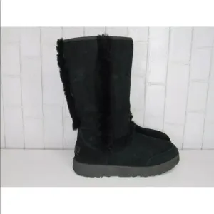 UGG SUNDANCE WATERPROOF BLACK SHEARLING TRIM BOOTS