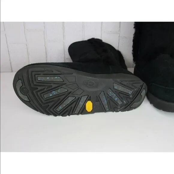 UGG SUNDANCE WATERPROOF BLACK SHEARLING TRIM BOOTS
