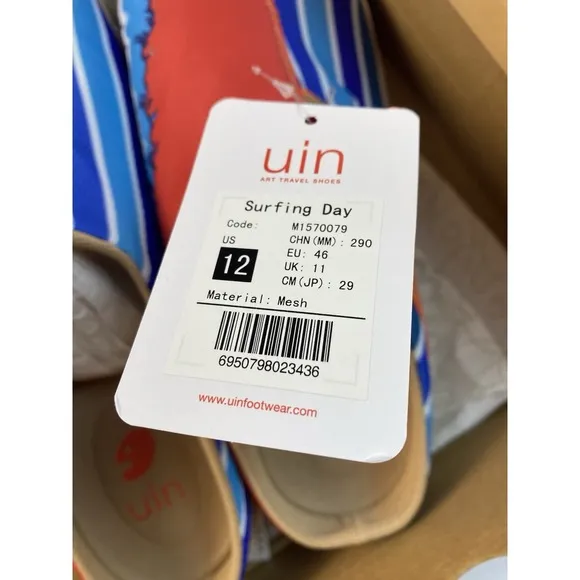 UIN Fuerteventura III Modern Art Surfing Day Mens Size 12 Slip On Shoes New $160