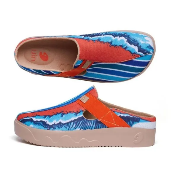 UIN Fuerteventura III Modern Art Surfing Day Mens Size 12 Slip On Shoes New $160