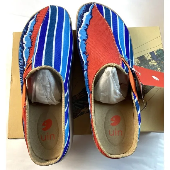 UIN Fuerteventura III Modern Art Surfing Day Mens Size 12 Slip On Shoes New $160