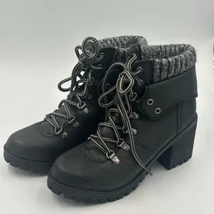 Unionbay Women's Dark Gray &amp; Heather 7.5 Lugg Sole Boots Moto Lace Ankle Boot