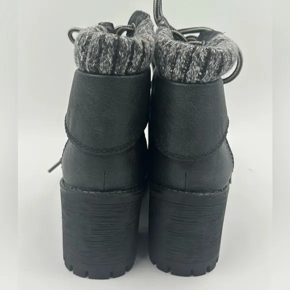 Unionbay Women's Dark Gray &amp; Heather 7.5 Lugg Sole Boots Moto Lace Ankle Boot