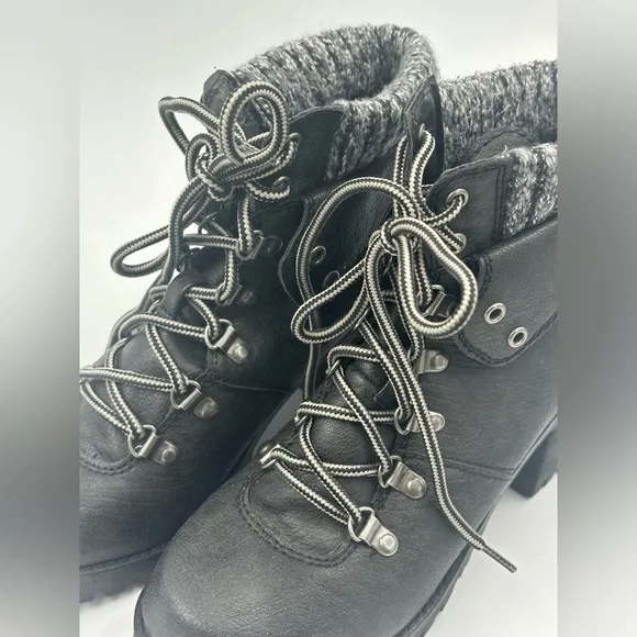 Unionbay Women's Dark Gray &amp; Heather 7.5 Lugg Sole Boots Moto Lace Ankle Boot