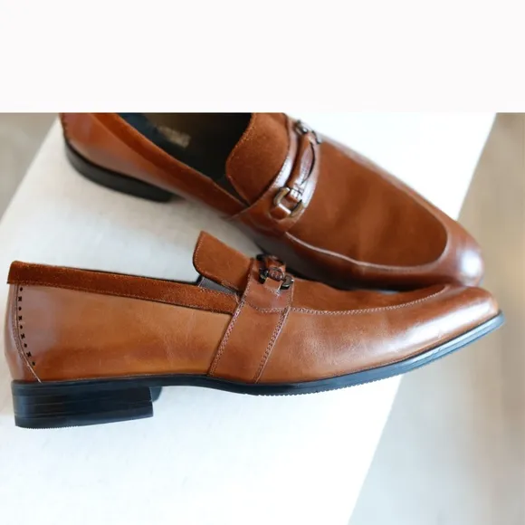 UNIQUE Stacey Adams Men Dress Shoe Loafer Cognac Size 11 M Special Occasion