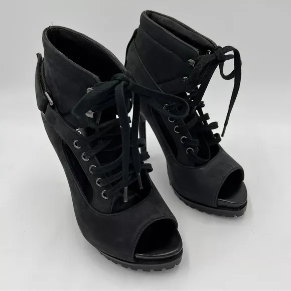 United Nude Black Heeled Boots with Stiletto and Buckle size 8