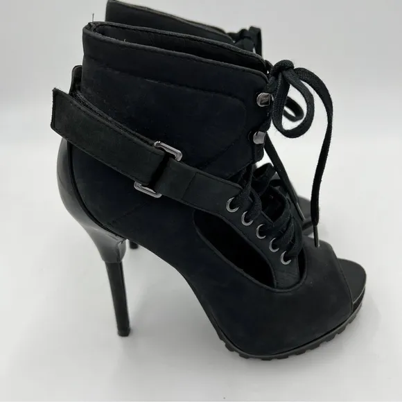 United Nude Black Heeled Boots with Stiletto and Buckle size 8