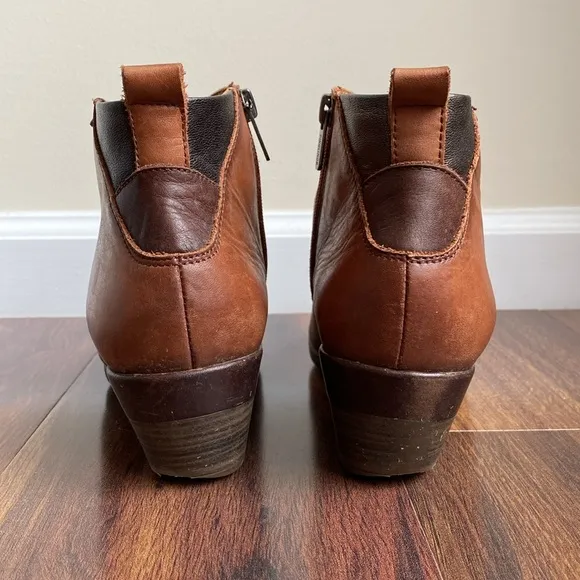 US 8.5/EU 39 Pikolinos Rotterdam Ankle Bootie Leather Heeled Boots Elastic Laces