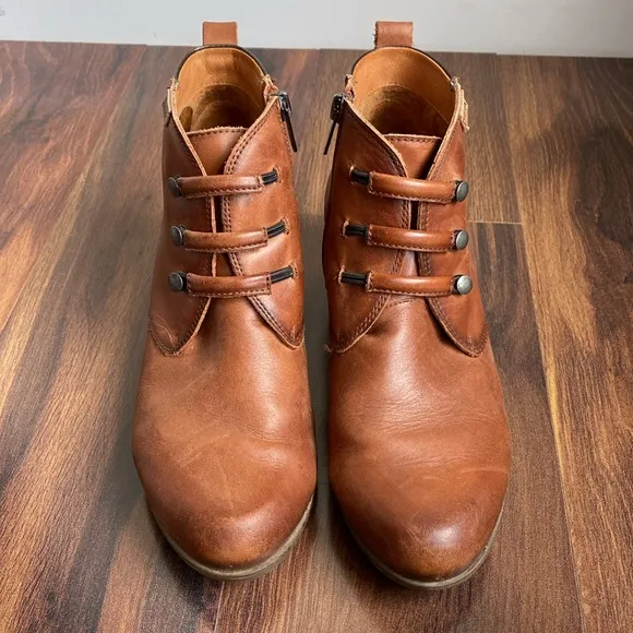 US 8.5/EU 39 Pikolinos Rotterdam Ankle Bootie Leather Heeled Boots Elastic Laces