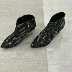 [US6] Sam Edelman Black Jaguar Kinzey2 Kitten Heeled Pointed Toe Ankle Boots