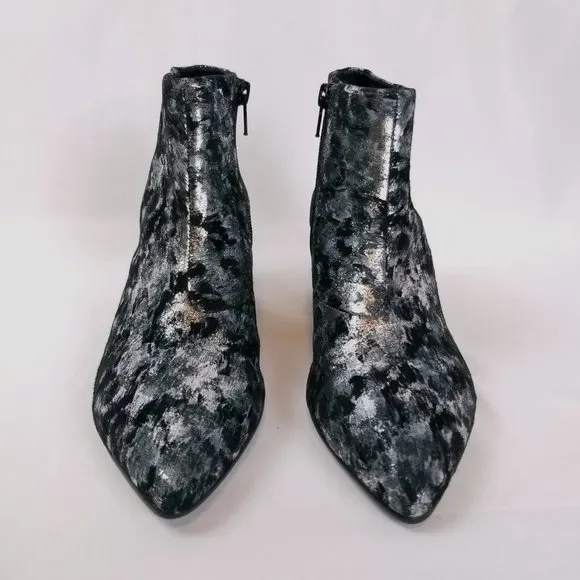 Vagabond &quot;Mia&quot; Metallic Black &amp; Silver Ankle Boots Sz 37EU