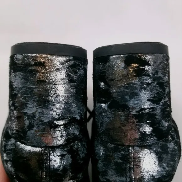 Vagabond &quot;Mia&quot; Metallic Black &amp; Silver Ankle Boots Sz 37EU