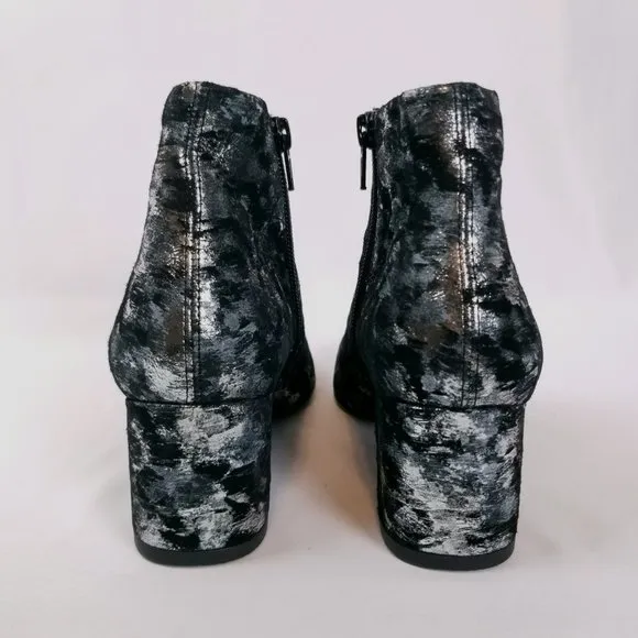 Vagabond &quot;Mia&quot; Metallic Black &amp; Silver Ankle Boots Sz 37EU