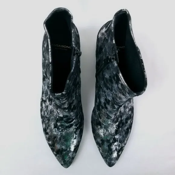 Vagabond &quot;Mia&quot; Metallic Black &amp; Silver Ankle Boots Sz 37EU