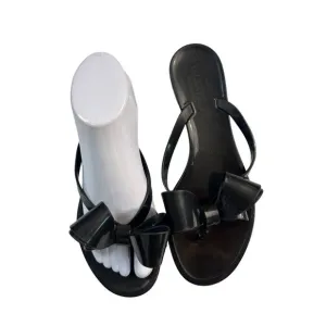 Valentino Garavani Black Bow Flip Flop Thong PVC Flat Sandals 38 US 8