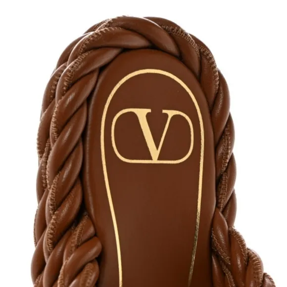 VALENTINO GARAVANI Nappa Rope Braided Slide Sandals