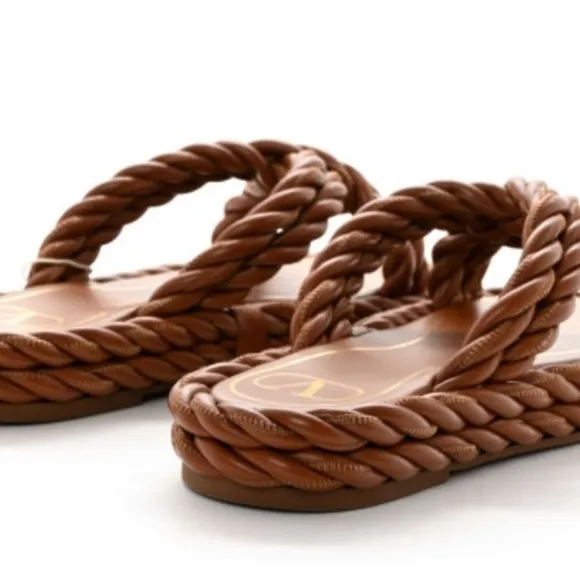VALENTINO GARAVANI Nappa Rope Braided Slide Sandals