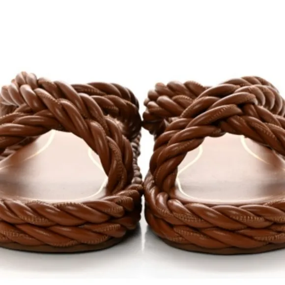 VALENTINO GARAVANI Nappa Rope Braided Slide Sandals