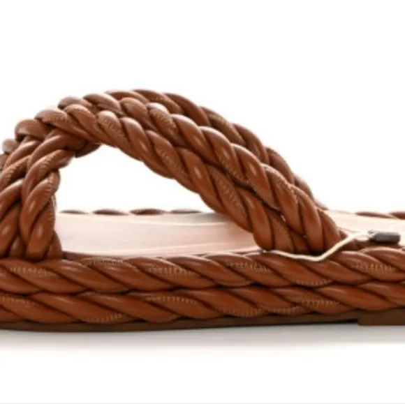 VALENTINO GARAVANI Nappa Rope Braided Slide Sandals