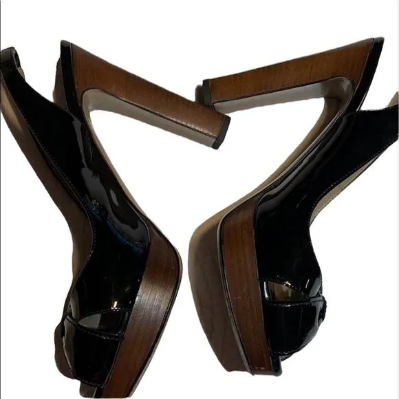 Valentino Garavani Patent sling back bow heels. 38