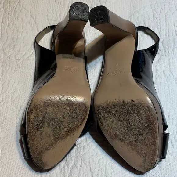 Valentino Garavani Patent sling back bow heels. 38