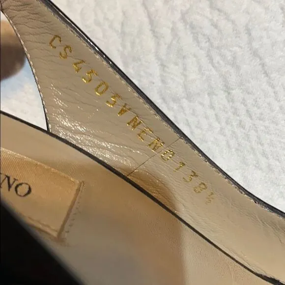 Valentino Garavani Patent sling back bow heels. 38