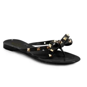 Valentino Stylish Black Sandals with Gold Accents