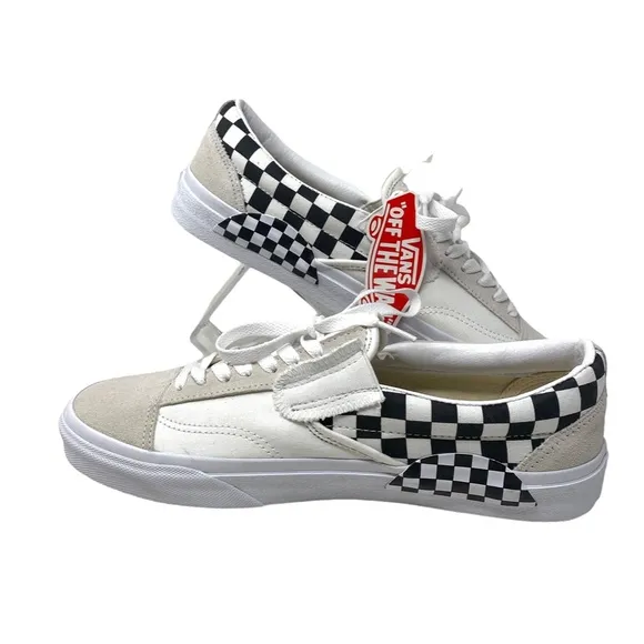 VANS Slip On Cream Check Sneakers Canvas Suede Shoes Skate Men Custom ALSU01255