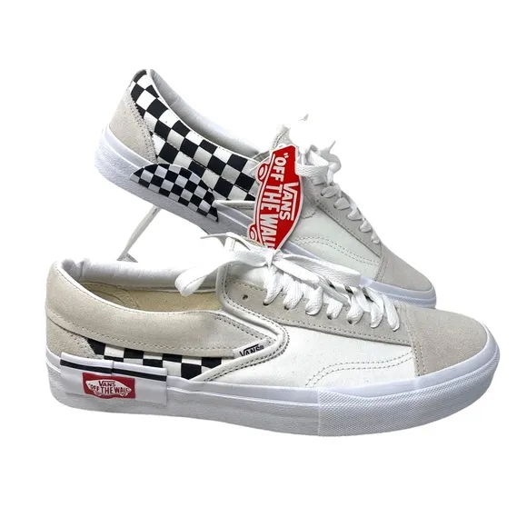 VANS Slip On Cream Check Sneakers Canvas Suede Shoes Skate Men Custom ALSU01255