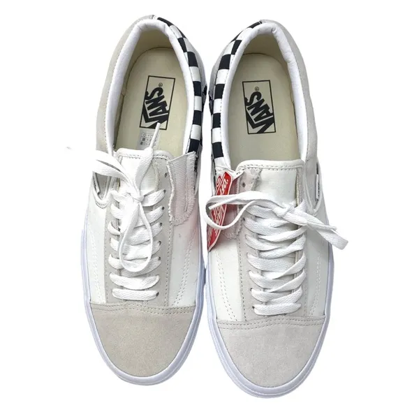 VANS Slip On Cream Check Sneakers Canvas Suede Shoes Skate Men Custom ALSU01255
